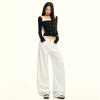 Women's Black and White Polka Dot Slimming Loose Straight Jeans  High Waist Wide Leg Pants