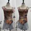 Butterfly print layered sleeveless top