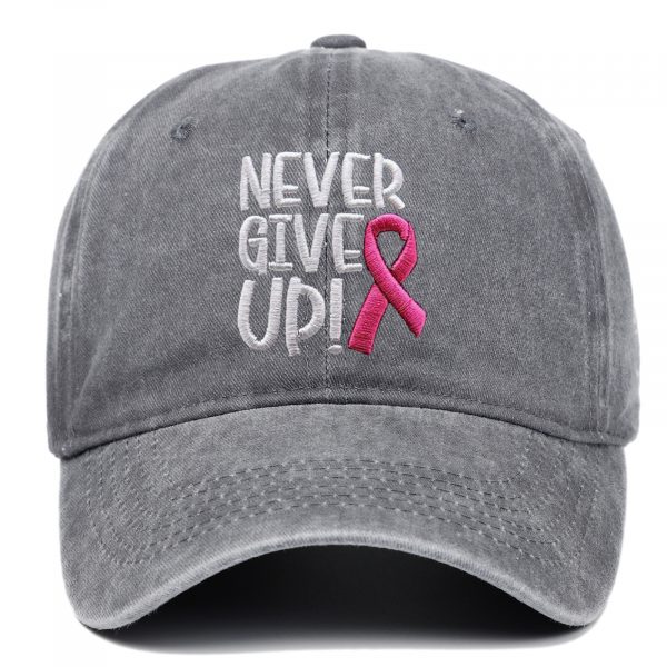 Breast Ribbon Embroidered Peaked Cap Baseball