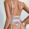 Perspective Embroidered Mesh Splicing Sexy Underwear 3-Piece Set