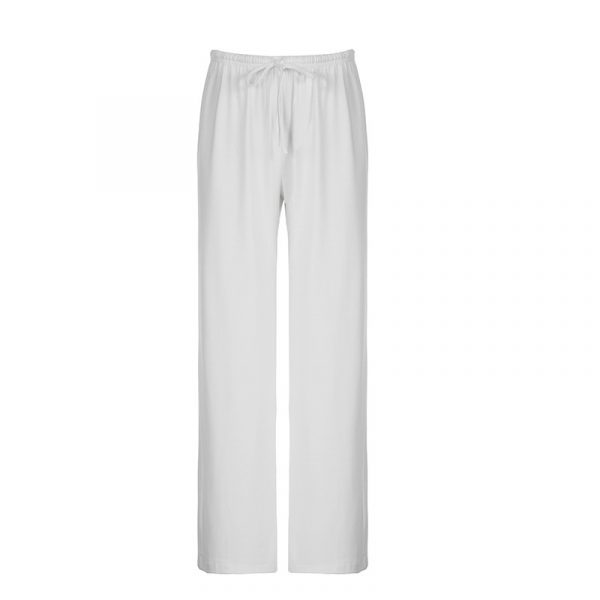 Solid color comfortable flowing elastic waist loose wide leg daily pants for women