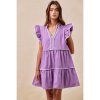 BiBi Gameday Theme Contrast Binding Ruffled Dress
