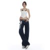 Women's Original Color Straight Leg Jeans Low Waist Slim Wide Leg Long Pants