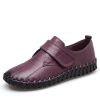 Shenrui Brand Spring and Autumn New Genuine Leather Women's Shoes with Deep Mouth Velcro Stitching Flat Sole Anti-Slip Middle-aged and Elderly Single Shoes