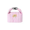 New Pink Striped Strawberry Cat Insulated Cute Lunch Handbag  Large Capacity Folding Roll Bento Bag Picnic Food Fresh Cooler Bag