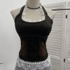 Lace patchwork neck hanging sleeveless top