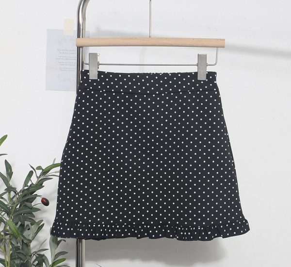 Black fungus edge polka dot skirt for women