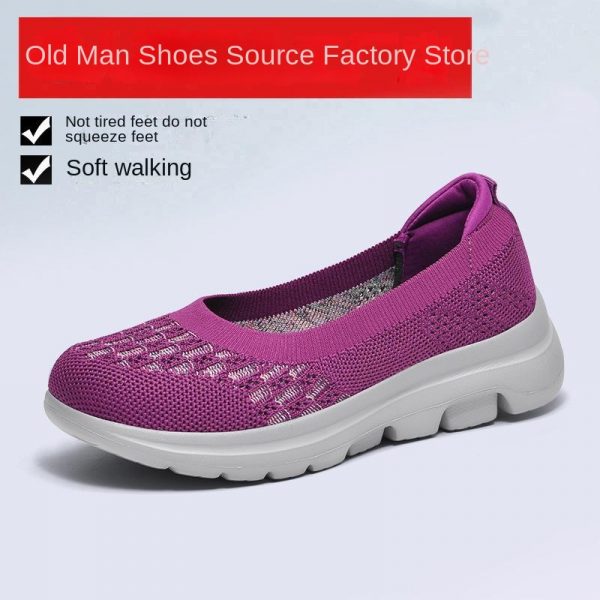 Ankle Socks Flat Knit Shoes Women Casual Solid Color Outdoor Travel Mom Breathable Shoes