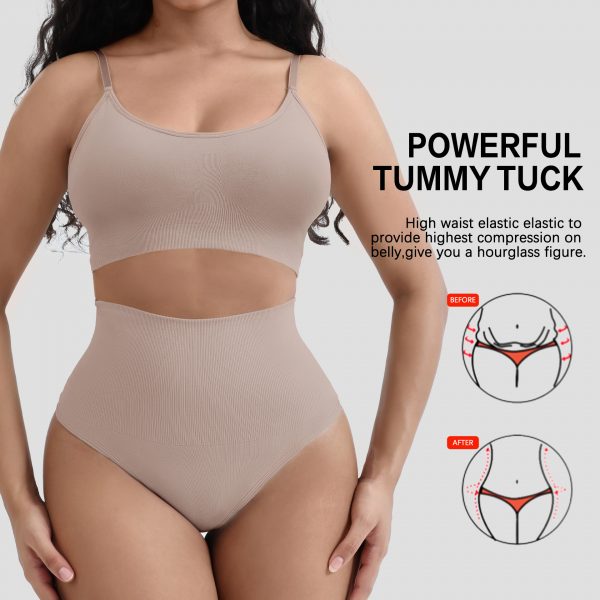 Thong Belly Control Underwear Set with Bra Large U-Shape