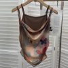 Butterfly print layered sleeveless top