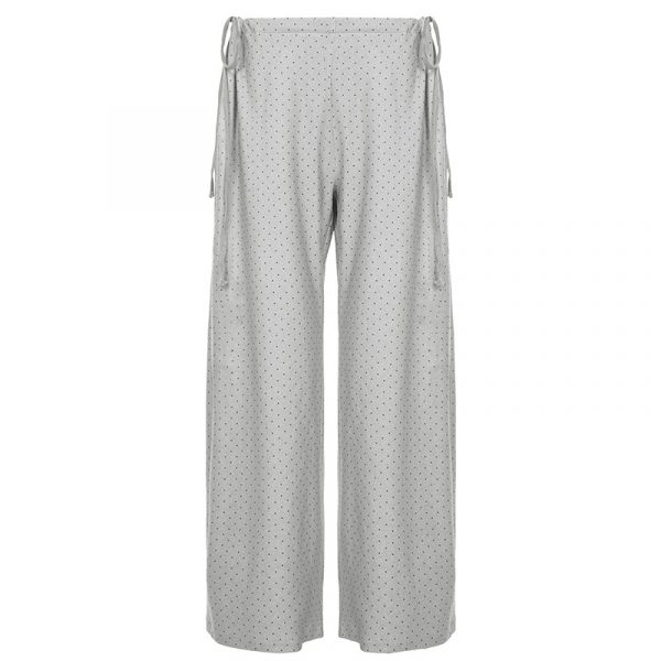Polka dot printed butterfly tie tied knitted pants
