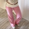 Striped contrasting loose straight leg wide leg pants