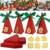 20PCS Christmas Candy Boxes 4 Styles Christmas Treat Gift Boxes Cute DIY Paper Box With Ribbon Triangle Sweet Boxes For Birthday Christmas Party Supplies