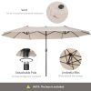 15ft Double Sided Patio Umbrella Outdoor Market Extra Large Cream White With Crank For Deck Lawn  Pool
