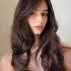 Medium-length Wavy Straight Hair Fully Machine-made Wig 26 Inches Natural Black Heat-resistant Fiber High-temperature Silk Wig Dyeable And Soupable Bangs Synthetic Wig. Natural Black Wave Wig For Wom