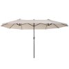 15ft Double Sided Patio Umbrella Outdoor Market Extra Large Cream White With Crank For Deck Lawn  Pool