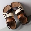 Cork Sandals Men Hollow Two-Way Men Summer Large Size Flat Sandals Beach Shoes