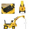 3-in-1 Ride On Excavator Digger Scooter & Pulling Cart, Construction Pretend Play Toy For Kids