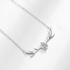 Sterling Silver One Deer Necklace With You Elk Antlers