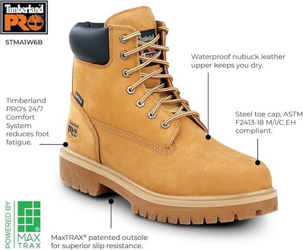 Timberland PRO 6IN Direct Attach Men's Steel Toe MaxTRAX Slip-Resistant Work Boot