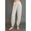 Umgee Drawstring Jogger Pants with Front Seam Detail