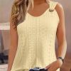 Eyelet Solid Tank Top, Casual Sleeveless Tank Top For Summer, Women's Clothing