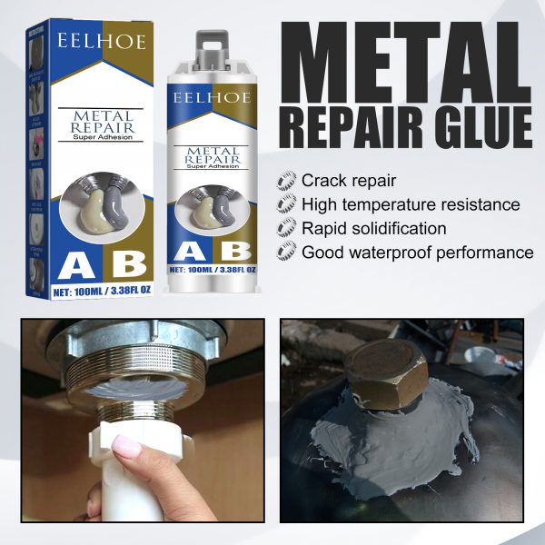 EELHOE Metal Ab Casting Adhesive (50ml)  Metal Repair Agent for Filling Cracks, Sealing Leaks, Quick-Drying Cracks and High-Temperature Resistant Welding
