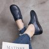 Shenrui Brand Spring and Autumn New Genuine Leather Women's Shoes with Deep Mouth Velcro Stitching Flat Sole Anti-Slip Middle-aged and Elderly Single Shoes