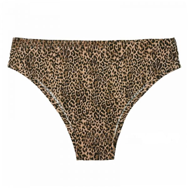 Foreign Trade  Ice Silk Underwear Cotton Crotch Low Waist Leopard Print Sexy Plus Size Seamless One-Piece Sports Fitness Briefs