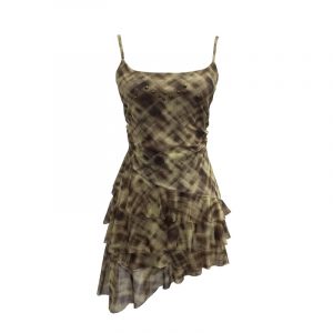 Irregular Rivet Mesh Camisole Dress with Ruffle Strap Sleeveless Top