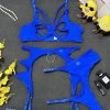 Sexy Hollow-out Splicing Mesh Gathered Body-shaping Underwear Set with Steel Ring
