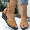 Plus Size Wedge Sandals for Women High Heel Ankle Strap Fish Mouth Roman Sandals