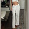 Solid color comfortable flowing elastic waist loose wide leg daily pants for women
