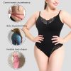 Plus Size Lace Thong Open Crotch Abdominal Support Bodysuit Strap Shapewear Underwear