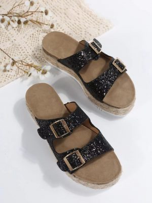 Women's slippers for outdoor wear in summer, forest-style retro thick-soled hemp rope lazy casual sandals