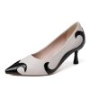 Red and green dragonfly pointed slender heel banquet women's shoes color blocked single shoes for women
