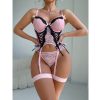 Sexy Lingerie Splicing Lace Edge Gathered Bra Fitted Underwear Nightclub Bowknot