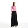 Women's Pants Black and White Casual Straight-Leg Trousers High-Waist Wide-Leg Pants