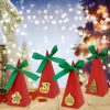 20PCS Christmas Candy Boxes 4 Styles Christmas Treat Gift Boxes Cute DIY Paper Box With Ribbon Triangle Sweet Boxes For Birthday Christmas Party Supplies
