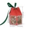 20PCS Christmas Treat Boxes With Ribbons Paper Christmas Tree Bells Pattern Goodie Box Retro Candy Bakery Box For Christmas Party Favors Wrapping Supplies