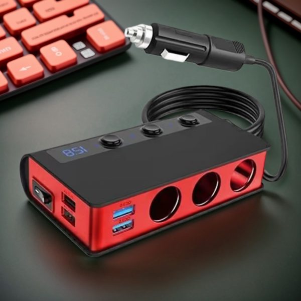 The Three-port Car Cigarette Lighter Adapter Expands One Socket To Three. The Current Output Is Stable And The Compatibility Is Good