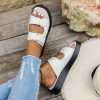 Thick bottomed flat and casual one line drag Velcro beach cooldown