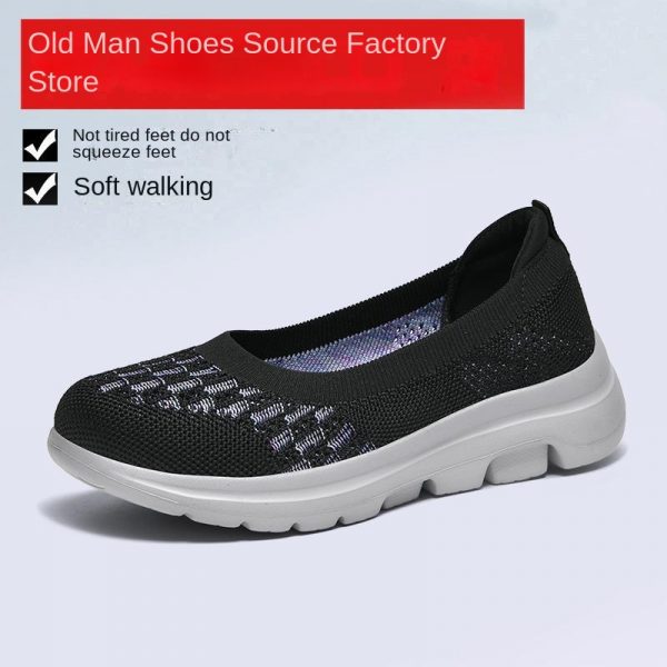 Ankle Socks Flat Knit Shoes Women Casual Solid Color Outdoor Travel Mom Breathable Shoes