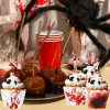 48Pcs Halloween Cupcake Toppers Wrappers Rip Kit Bloody Zombie Hand Cupcake Pick Decorations For Halloween Horror Movie Bloody Theme Birthday Party Cake Decorations Supplies