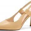 Coutgo Womens Slingback Heels Closed Pointed Toe Slip-on Kitten Heels Sandals Party Prom Dress Shoes
