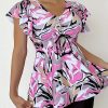 Women's Fashion Plus-size Tankini Set, Skirt Style, Drawstring At The Chest, Two-piece Set, Vacation Style