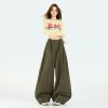 Women's Pants Casual Sports Trousers with Drawstring Pockets and Wide Leg Design
