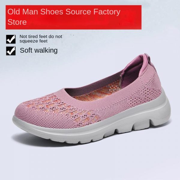 Ankle Socks Flat Knit Shoes Women Casual Solid Color Outdoor Travel Mom Breathable Shoes