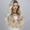 European And American Fashion T-shaped Lace Gold Gradient Wavy Curly Hair Wigs Shipped From Warehouse