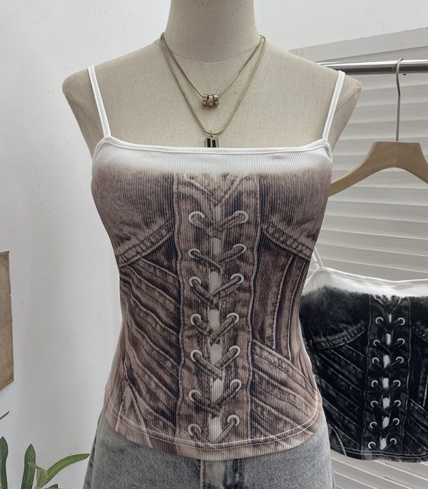 Cowboy print camisole sleeveless top